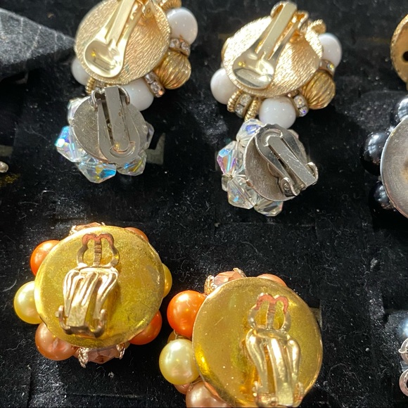 Lot Of Vintage Clip On Earrings 9 Pairs - Picture 11 of 15